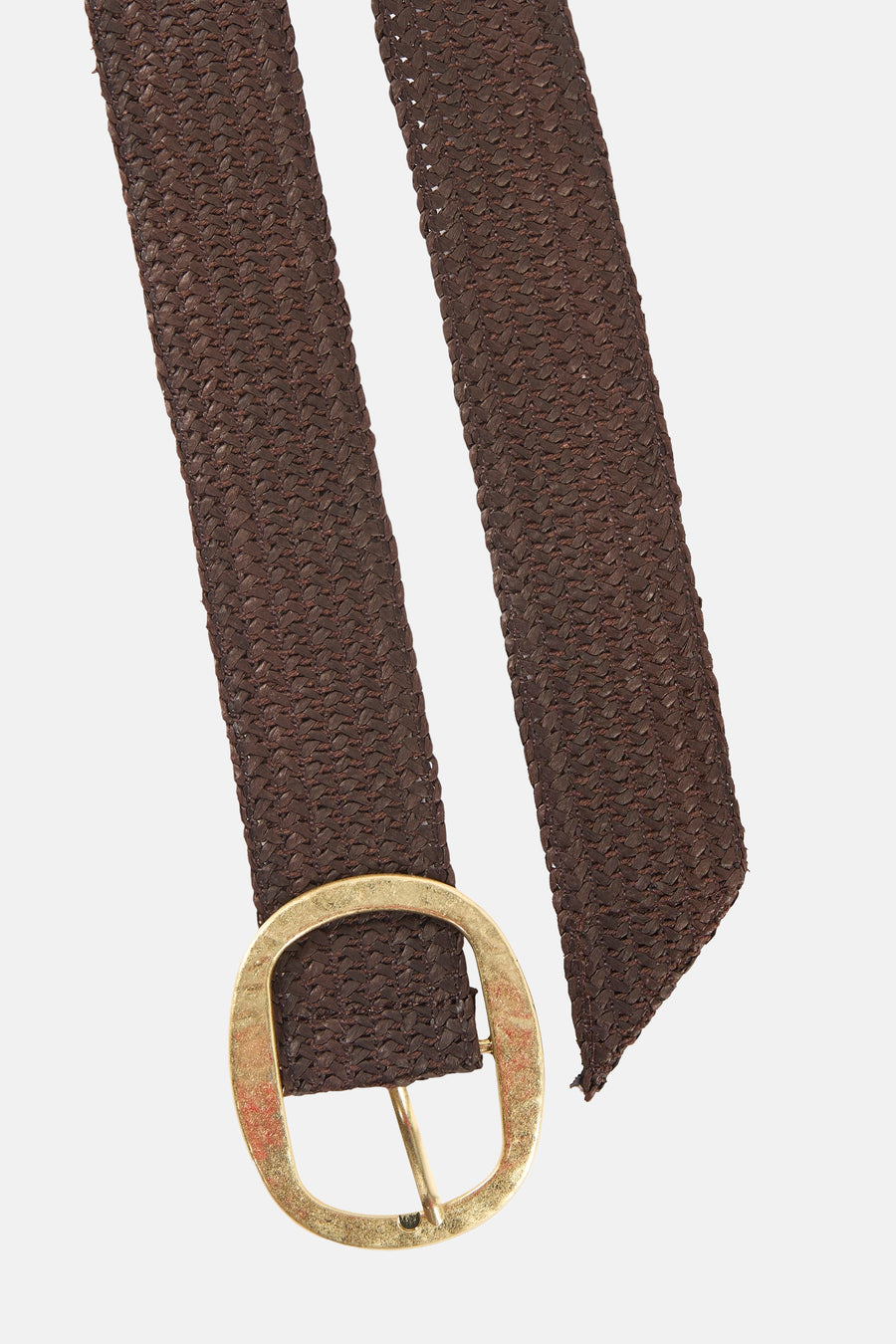 Bruine gevlochten riem van MANGO, met een verouderde gouden gesp.