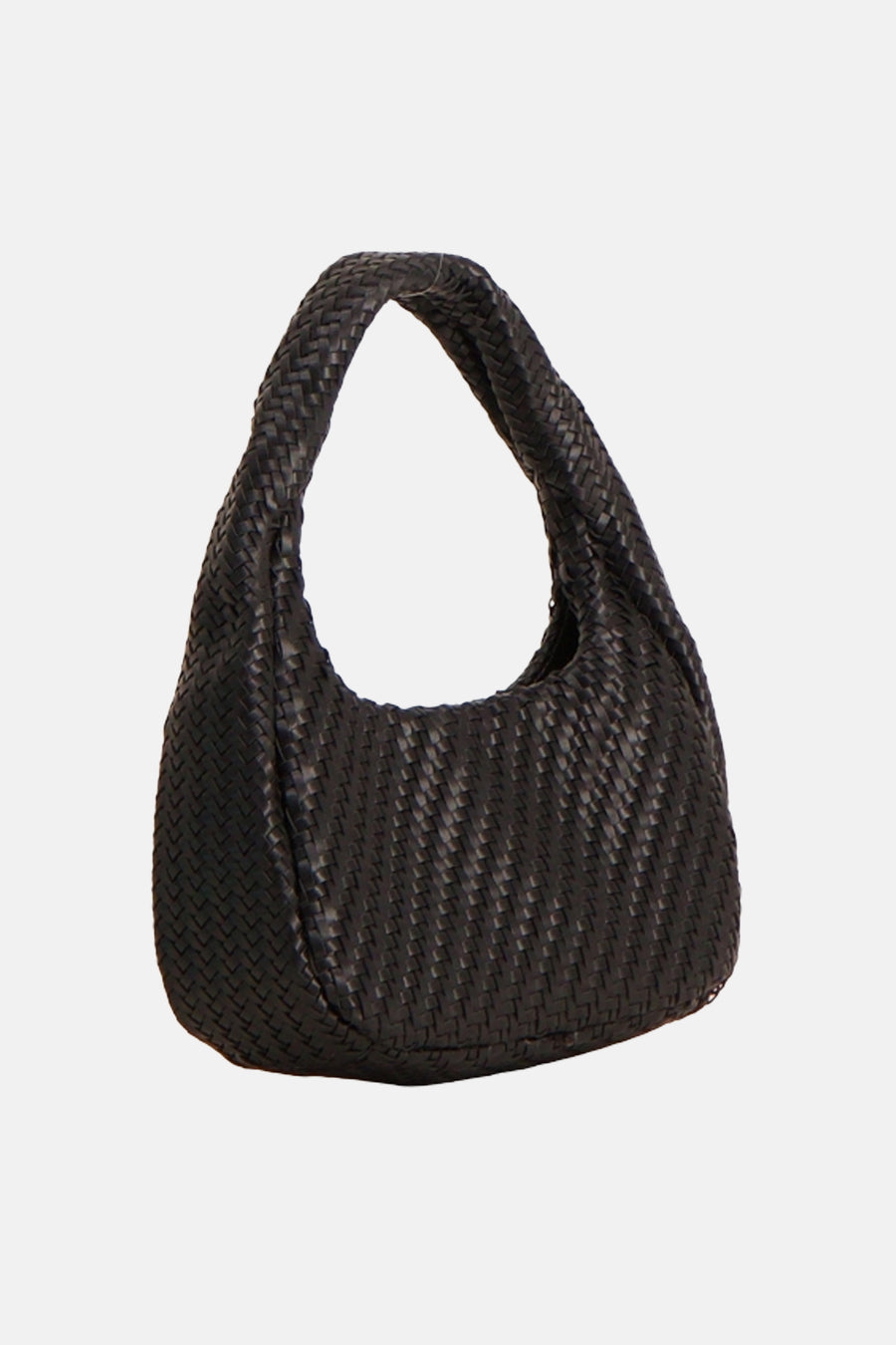 Sac à bandoulière noir de MANGO à l'aspect tressé, de forme incurvée.