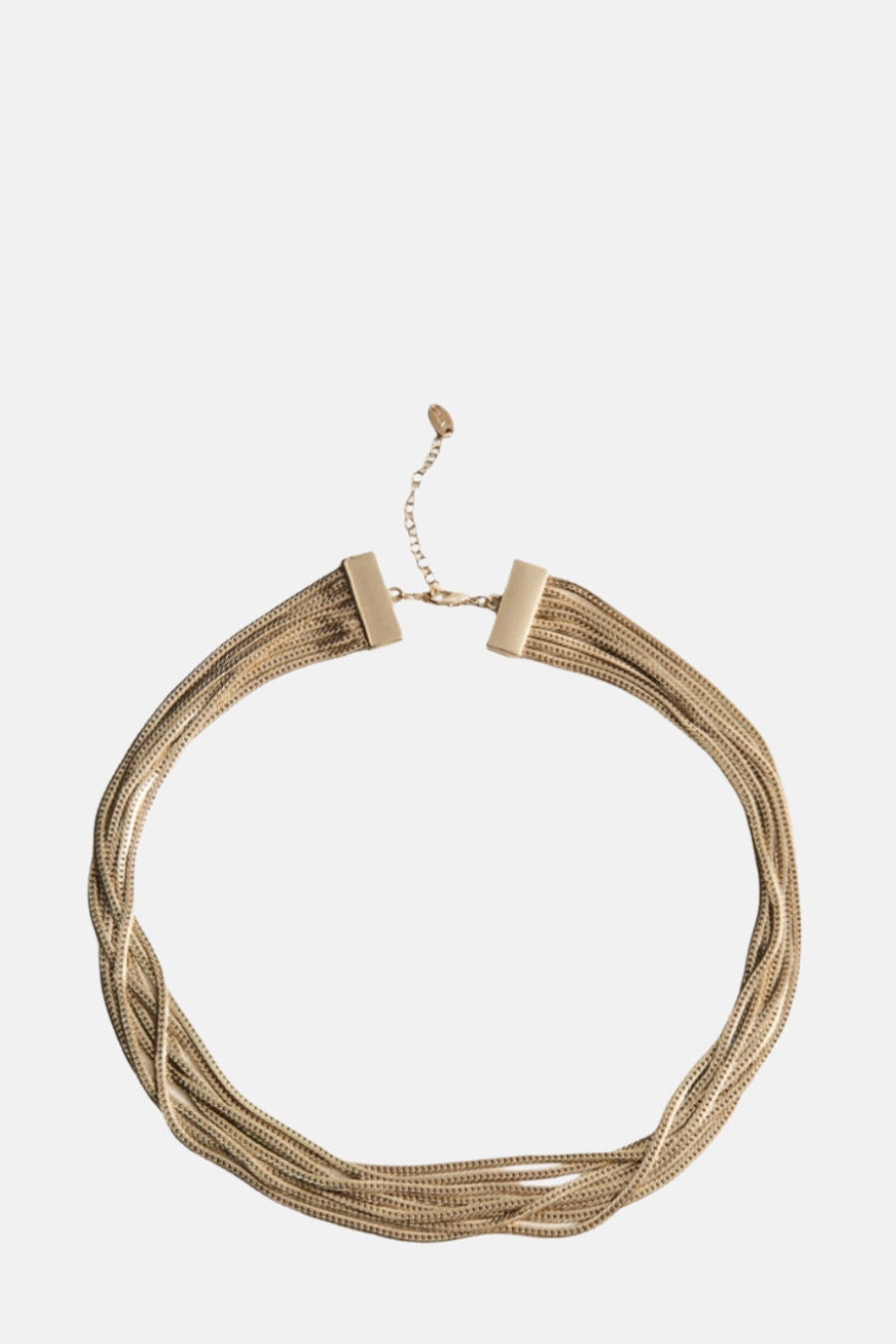 Korte gouden halsketting van MANGO met meerdere kettingen en karabinerhaken.