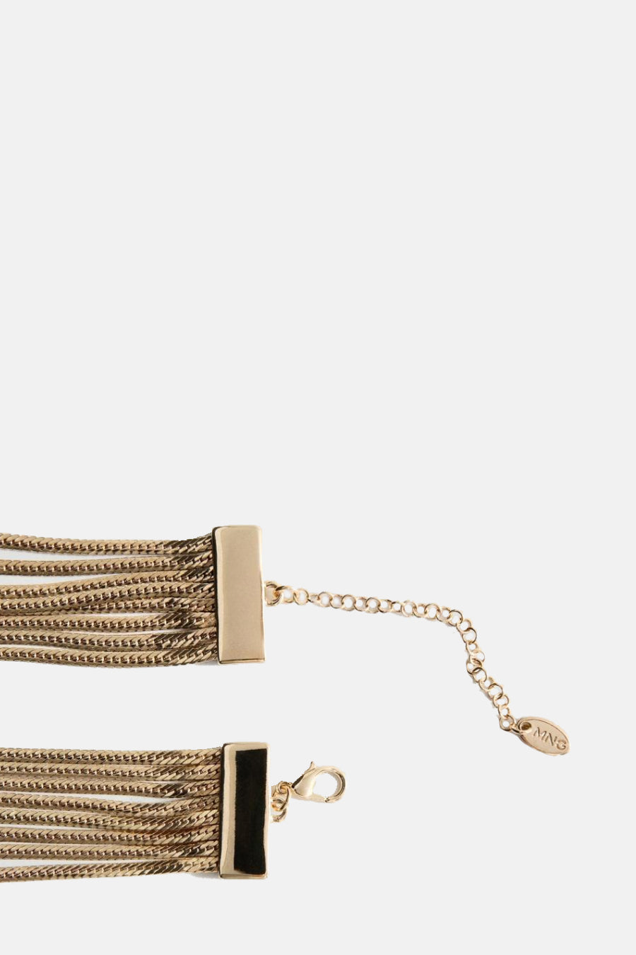 Collier court doré de MANGO avec chaînes multiples et fermoir mousqueton.