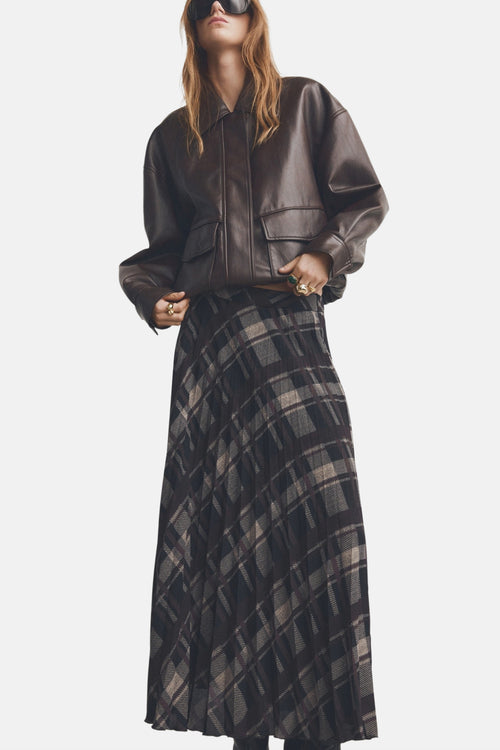 Jupe longue multicolore de MANGO, à motif tartan et plis délicats.