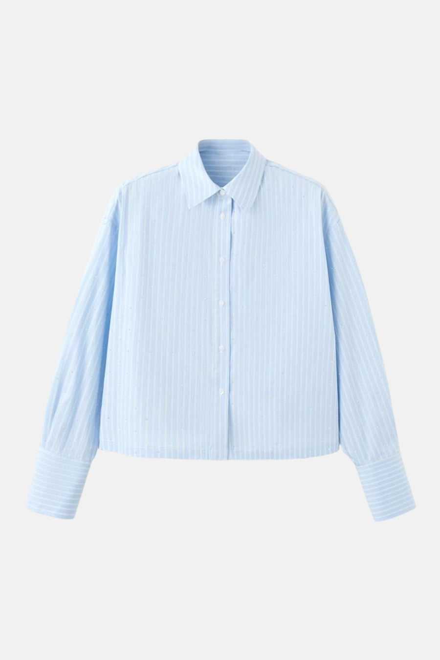 Blauwe gestreepte blouse met lange mouwen van MANGO, met knopen en een relaxte pasvorm.