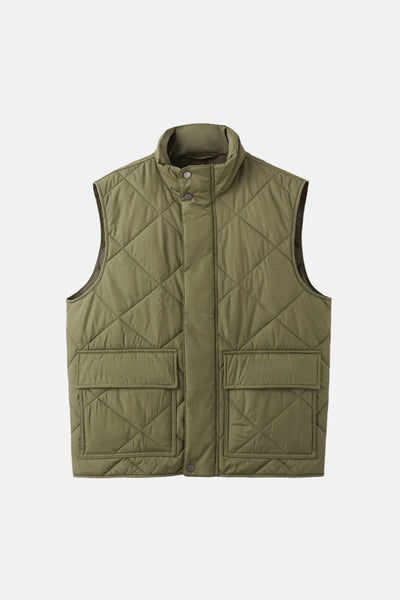 Bodywarmer kaki de MANGO, matelassé avec un col montant et des poches plaquées.