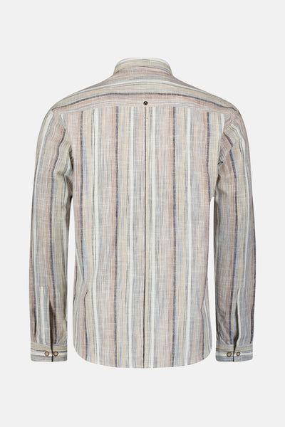 Chemise rayée multicolore à manches longues de NO EXCESS, avec bouton décoratif au dos.