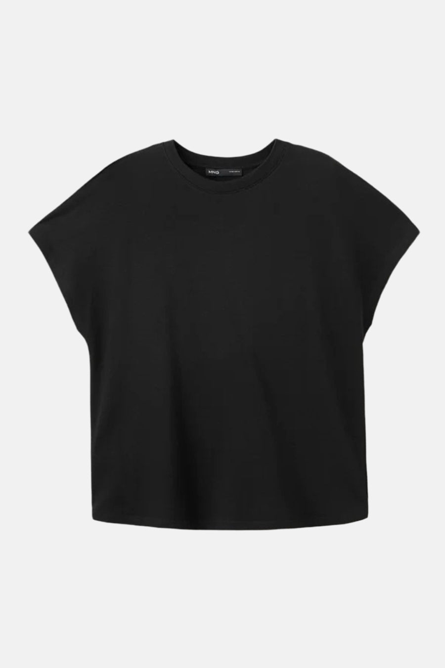 Zwarte top van MANGO, losse pasvorm met korte mouwen en ronde hals.