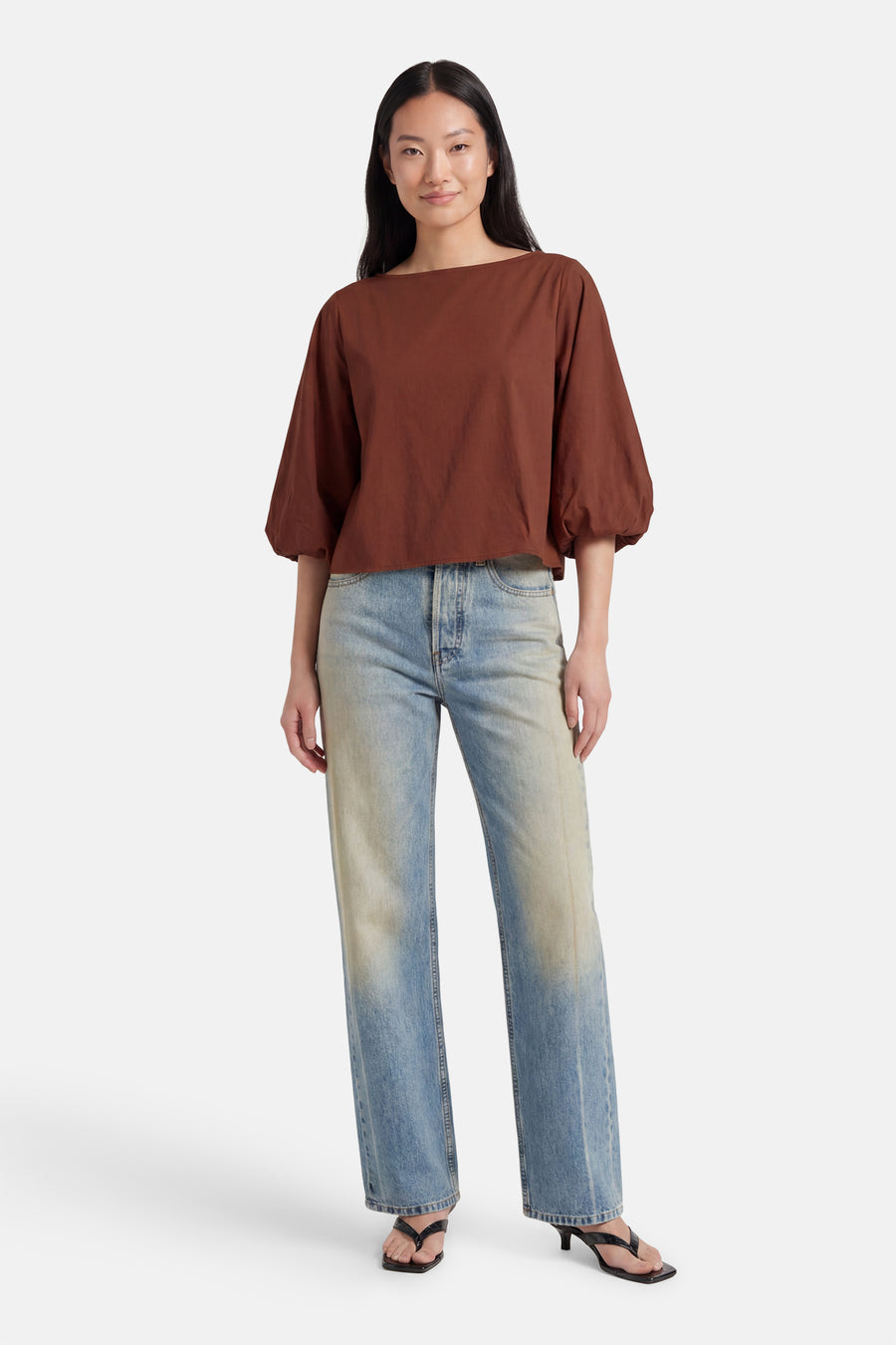 Blouse à manches courtes - brique