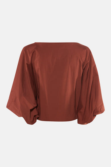 Blouse à manches courtes couleur brique par Terra di Siena, vue arrière, coupe ample et fluide