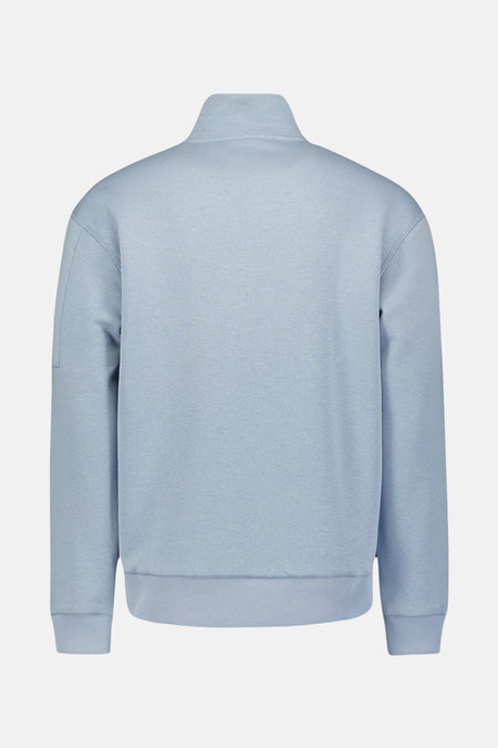 Blauwe coltrui van NO EXCESS, met een opstaande kraag en lange mouwen.