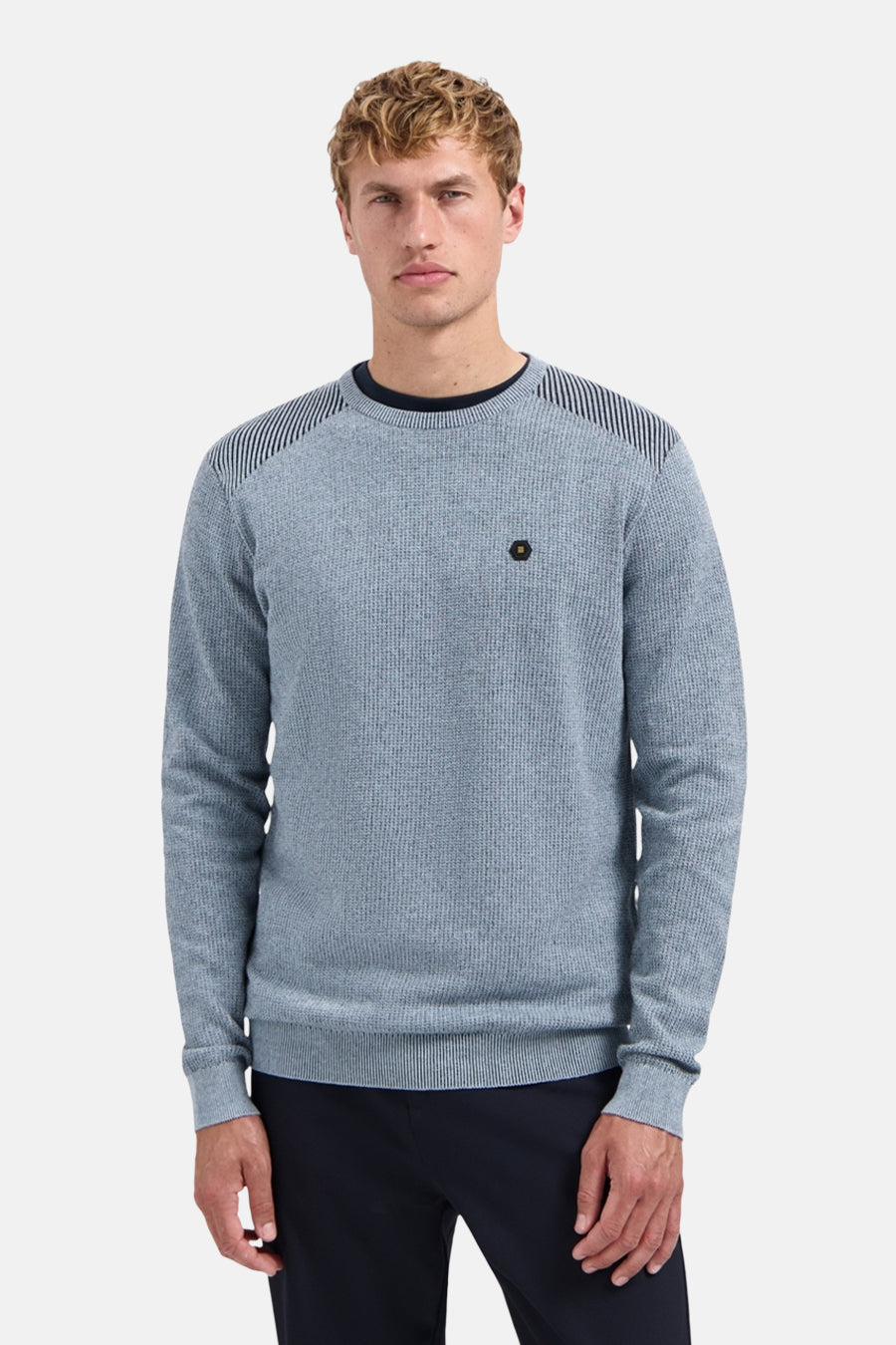 Pullover Crewneck Plated Structure Knit