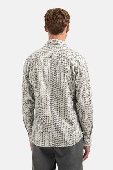 Multikleurig overhemd met lange mouwen van NO EXCESS met een geometrisch patroon op een witte achtergrond, achterzijde.