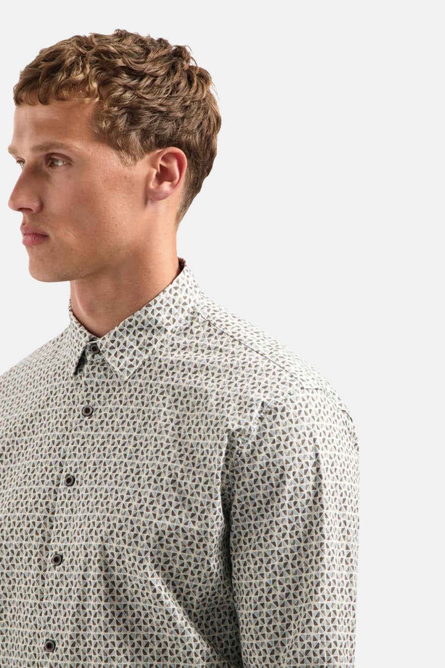 Multikleurig overhemd met lange mouwen van NO EXCESS, met een geometrisch all-over patroon.