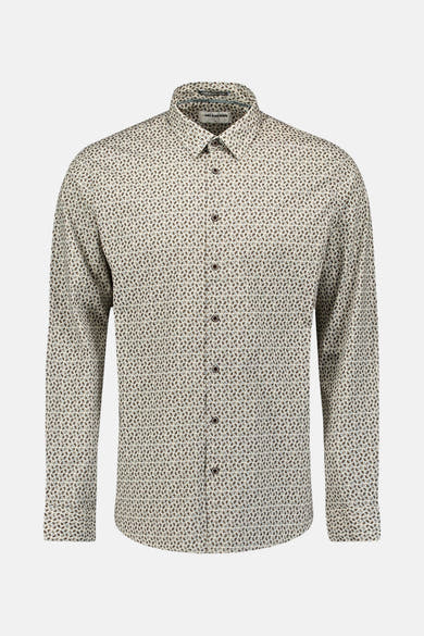 Multikleuren overhemd met lange mouwen van NO EXCESS met all-over geometrisch patroon en donkere knopen.