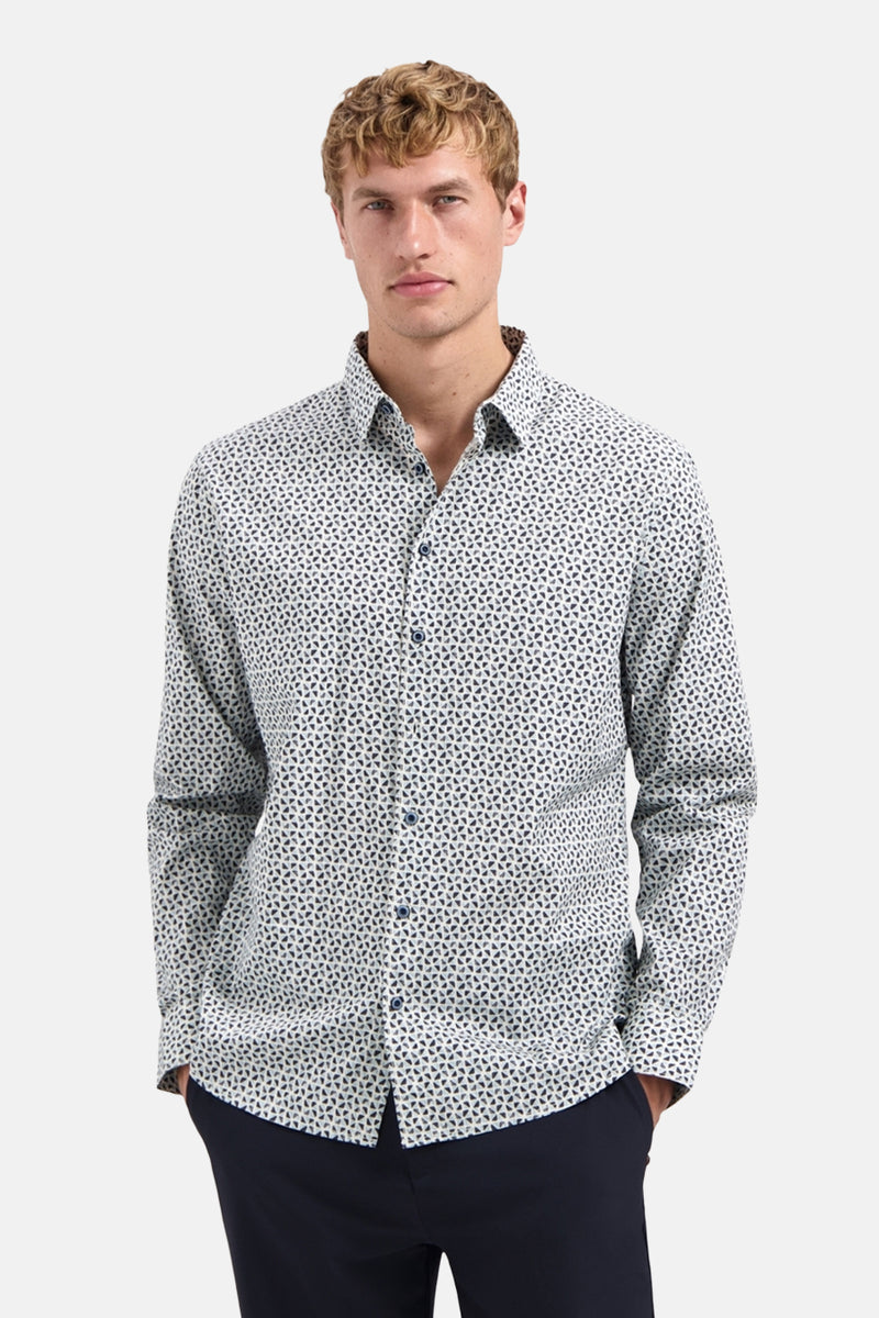 Multikleuren overhemd met lange mouwen van NO EXCESS, bedrukt met een geometrisch patroon.