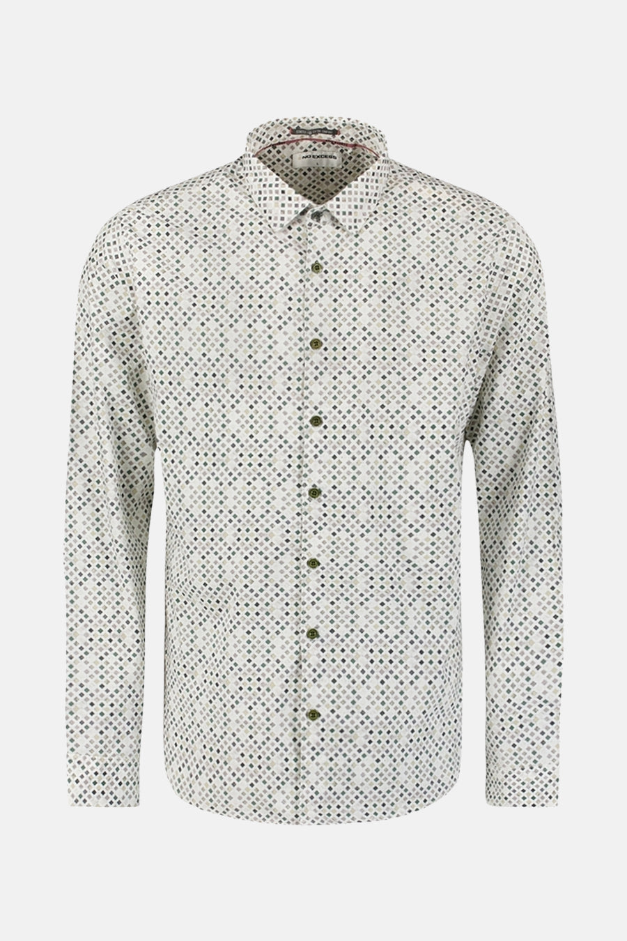 Chemise à manches longues multicolore de NO EXCESS avec motif géométrique losanges et boutons ton sur ton.