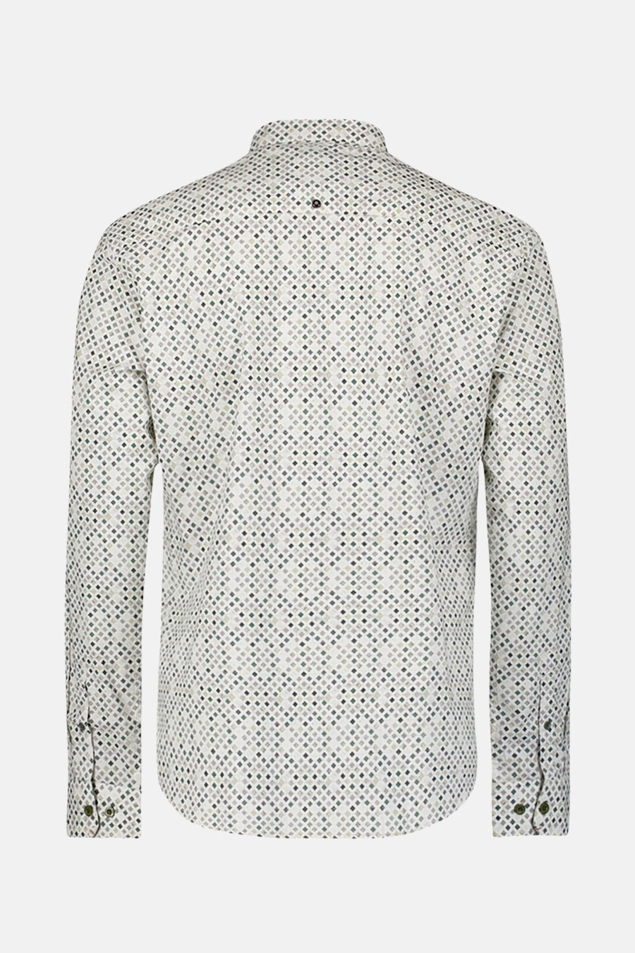 Chemise à manches longues multicolore de NO EXCESS, avec motif losanges sur l'ensemble et boutons aux poignets.