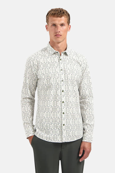 Chemise à manches longues multicolore de NO EXCESS avec motif géométrique losanges et boutons verts.