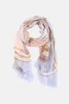 Foulard multicolore de LIU JO avec motif chaîne, détails de ruban et bordure effilochée.
