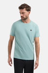 Blauw T-shirt met korte mouwen van NO EXCESS, met discreet zeshoekig logo op de borst.