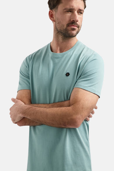 Blauw T-shirt met korte mouwen van NO EXCESS, met discreet logo op de borst.