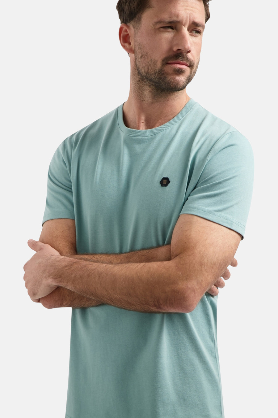 Blauw T-shirt met korte mouwen van NO EXCESS, met discreet logo op de borst.