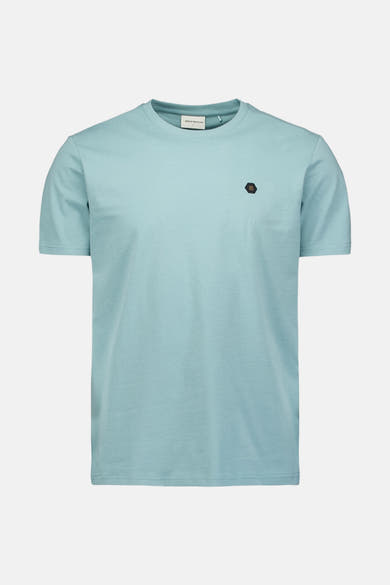 Blauw T-shirt met korte mouwen van NO EXCESS, met een klein opvallend logo op de borst.