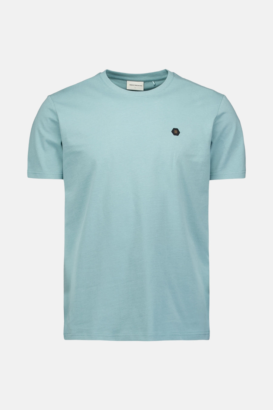 Blauw T-shirt met korte mouwen van NO EXCESS, met een klein opvallend logo op de borst.