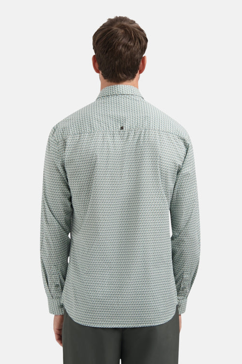Multikleuren overhemd met lange mouwen van NO EXCESS, van achteren gezien, met een geometrisch patroon over het geheel.