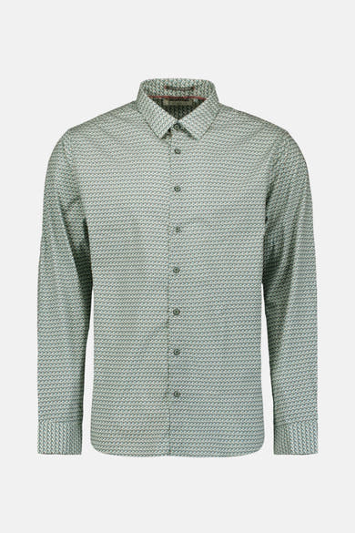 Chemise à manches longues multicolore de NO EXCESS avec un motif géométrique complexe sur toute la surface.