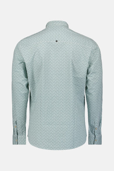 Chemise à manches longues bleue de NO EXCESS, avec un motif texturé et une boutonnière au dos du col.