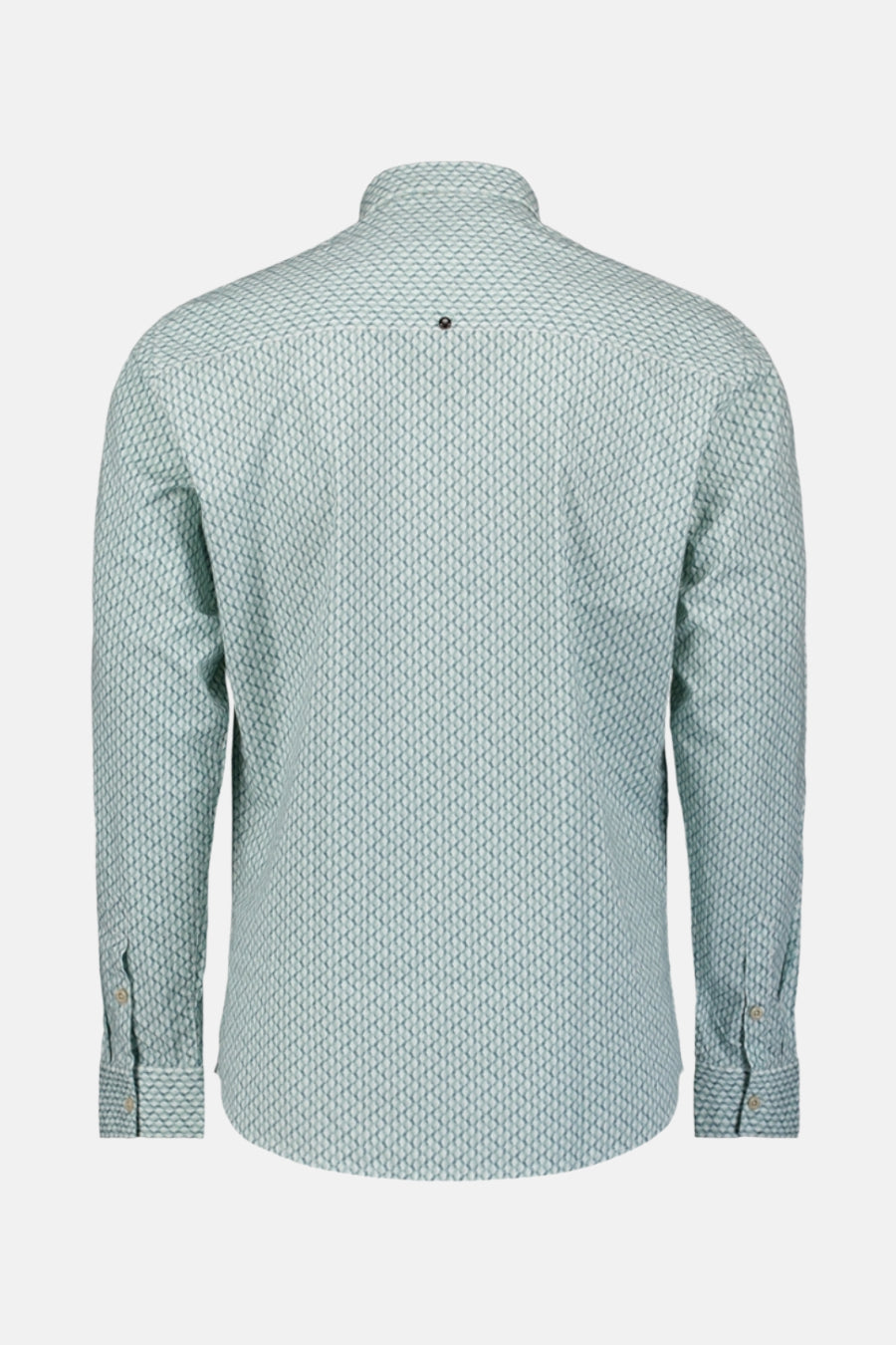 Chemise à manches longues bleue de NO EXCESS, avec un motif texturé et une boutonnière au dos du col.