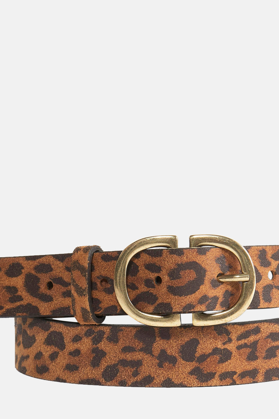Bruine ceintuur met luipaardprint van Legend, met ovale gouden gesp.