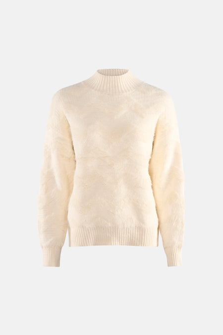Beige coltrui van Terra di Siena met subtiel textuurpatroon.