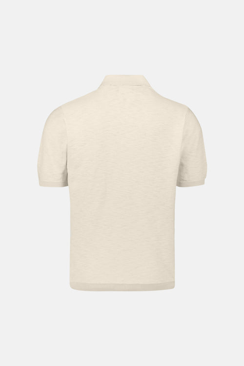 Pull écru de NO EXCESS, en maille fine avec col polo, vu de dos sur fond neutre.