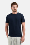 Blauw T-shirt met korte mouwen van NO EXCESS, getextureerde stof met een subtiel patroon.