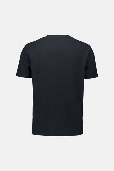 Blauw T-shirt van NO EXCESS, effen, met korte mouwen, van getextureerd katoen, achterzijde.