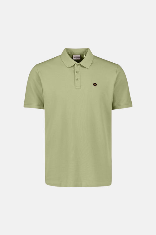 Groen poloshirt met korte mouwen van NO EXCESS, met een drieknoopsluiting en discreet logo.