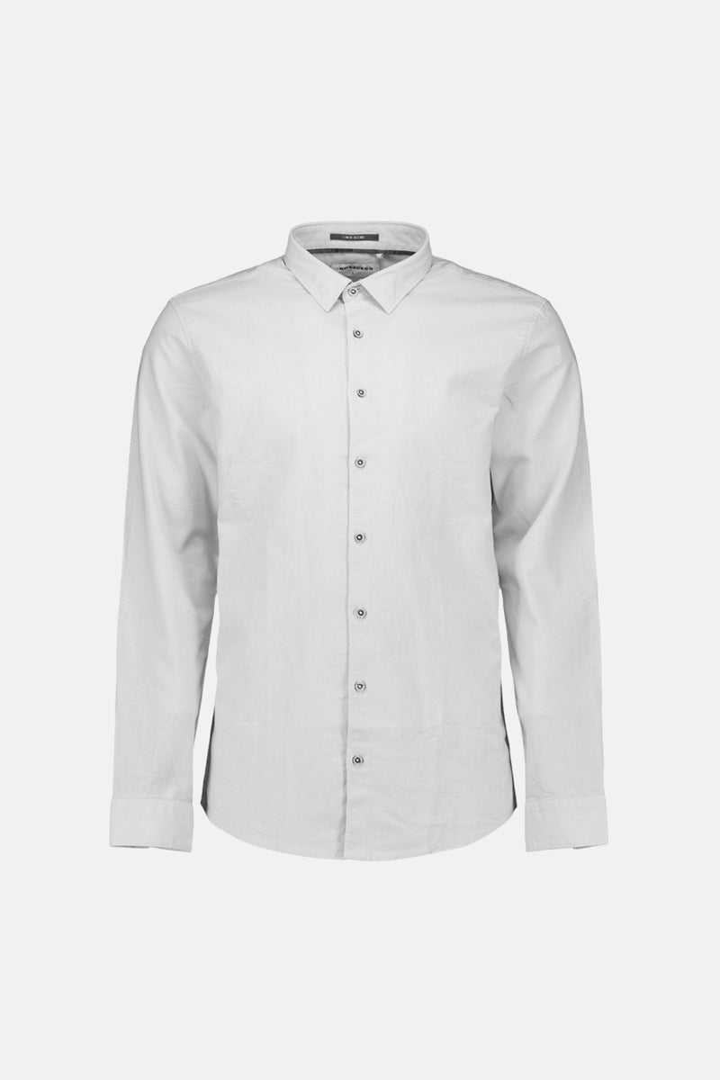 Chemise blanche à manches longues de No Excess, avec une texture subtile et une coupe classique.