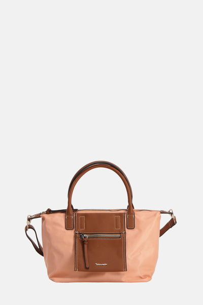 Sac à bandoulière orange de TAMARIS avec bandoulière réglable et poche zippée sur le devant.