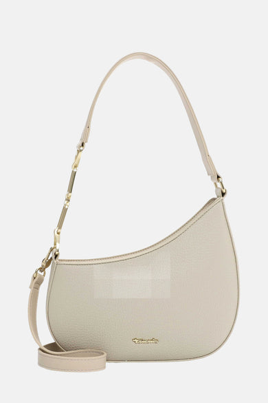 Beige schoudertas van TAMARIS, met een verstelbare schouderriem en gouden details.