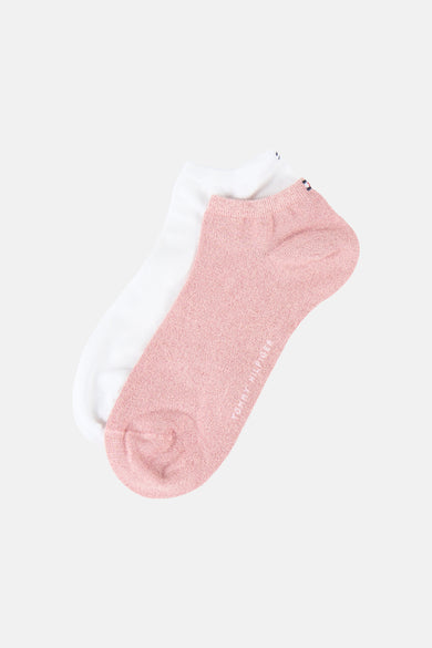 Roze sokken voor dames van TOMMY JEANS, met een gebreide textuur en het logo aan de zijkant.