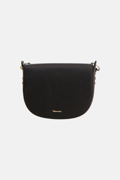 Sac à main noir de TAMARIS, avec une texture grainée et des détails dorés.