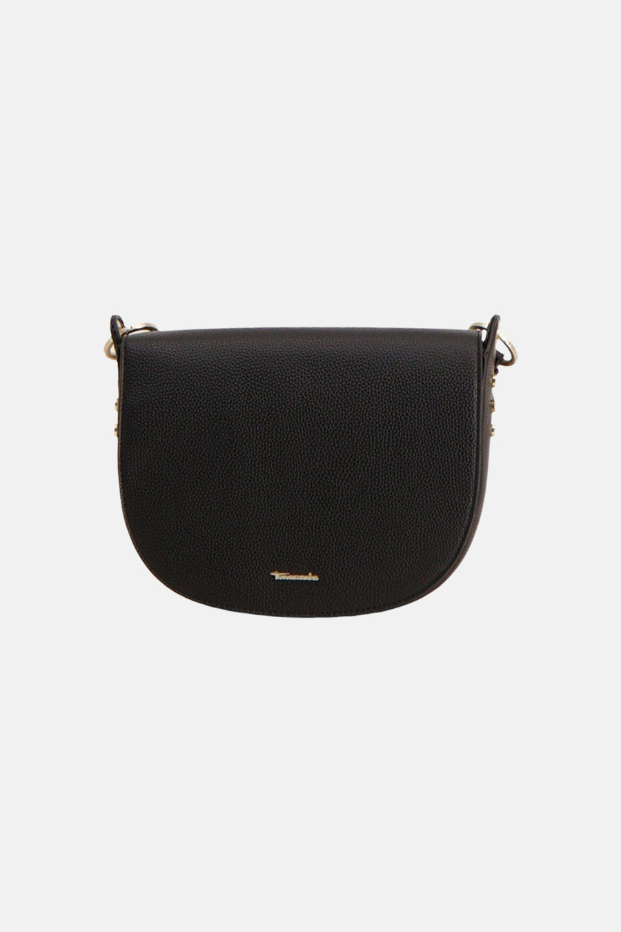 Sac à main noir de TAMARIS, avec une texture grainée et des détails dorés.