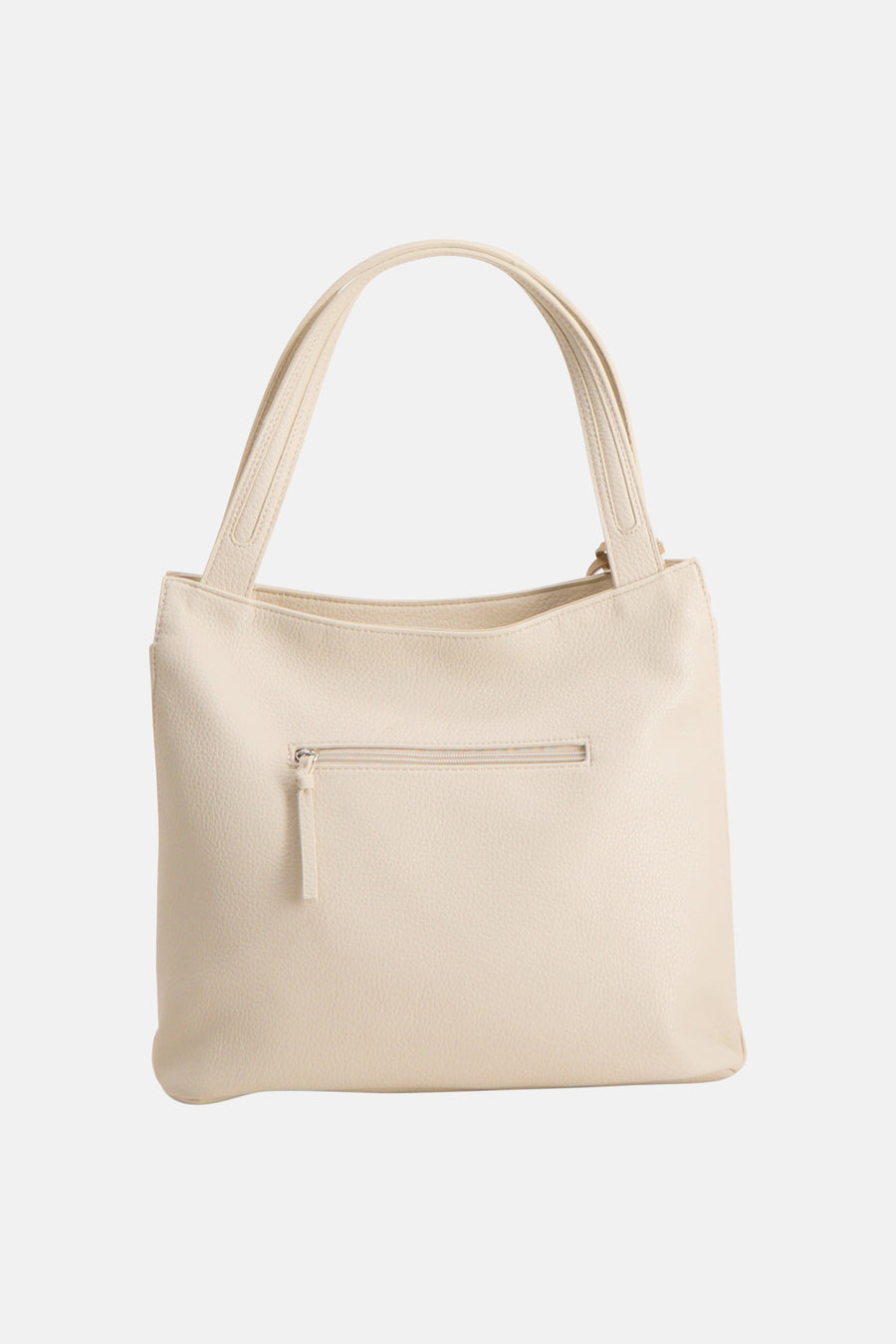 Sac à main beige de TAMARIS, avec une poche zippée extérieure et des anses arrondies.