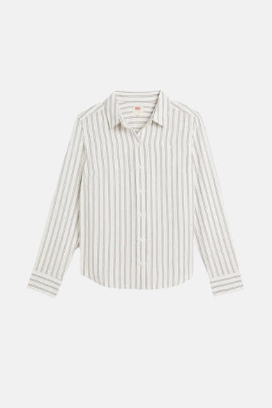 Chemise à manches longues rayée blanche, par Levi's®, avec boutons et poche poitrine.