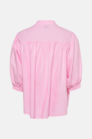 Roze blouse met lange mouwen van Terra di Siena met geplooide details op de rug.
