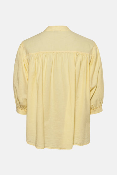 Gele blouse met lange mouwen van Terra di Siena, met een geplooid rugpand.
