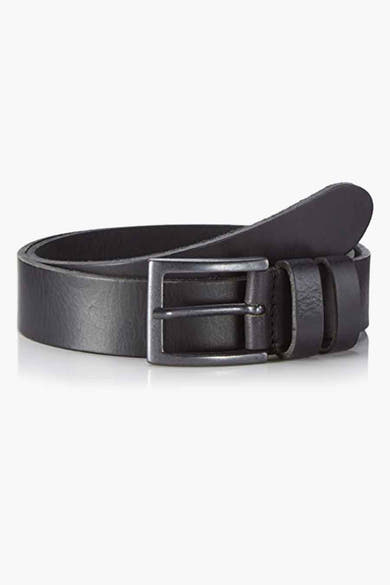 Ceinture noire en cuir de Petrol Industries, avec boucle en métal argenté.