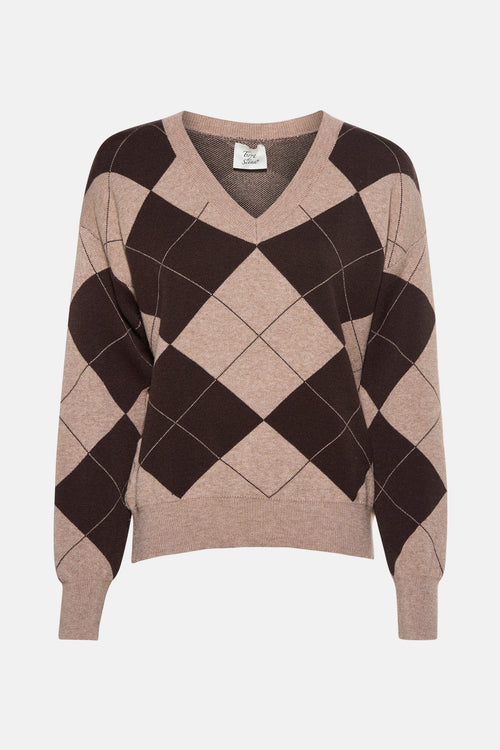 Trui met V-hals multicolor - Terra di Siena