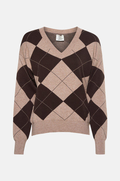 Trui met V-hals multicolor - Terra di Siena