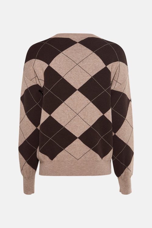 Trui met V-hals multicolor - Terra di Siena